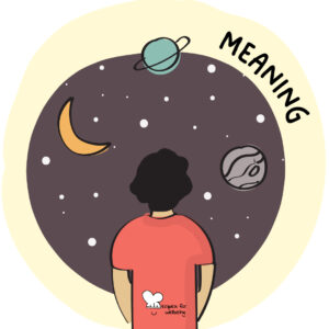 Illustration of a person looking up to the night sky for the meaning wholebeing domain. © Recipes for Wellbeing