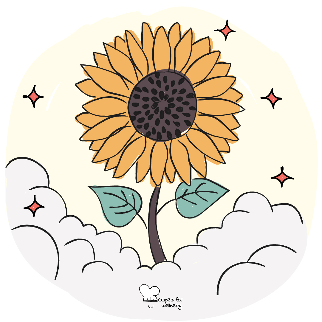 Illustration of a sunflower. © Recipes for Wellbeing