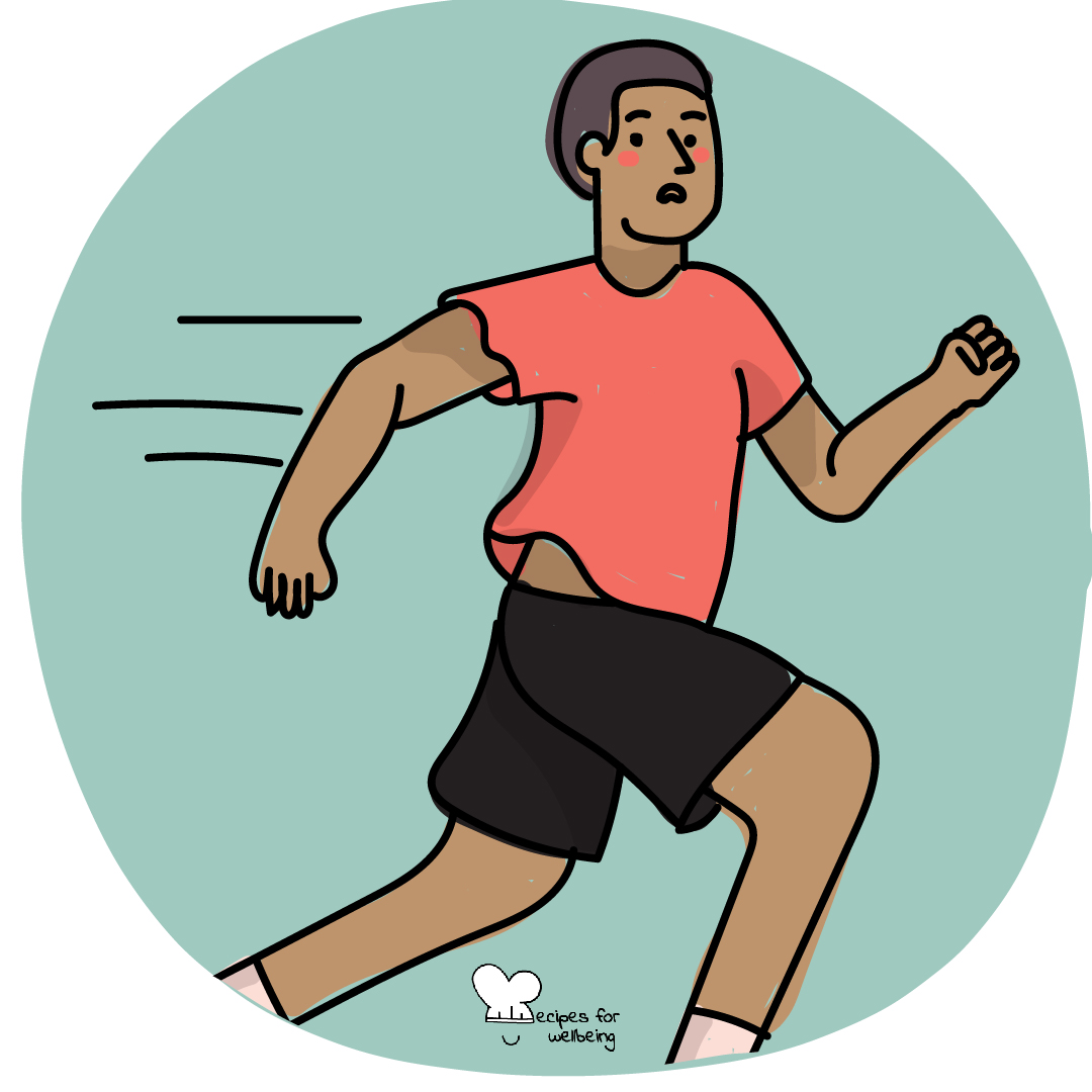 Illustration of a person running away. © Recipes for Wellbeing